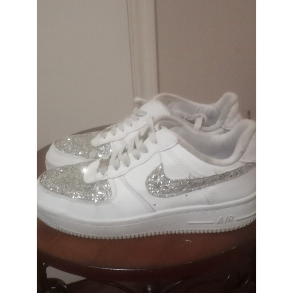 Bling Nike Air Force 1 '07 Shoes with Swarovski Crystal Bedazzled - White Sz 7 - Picture 11 of 13